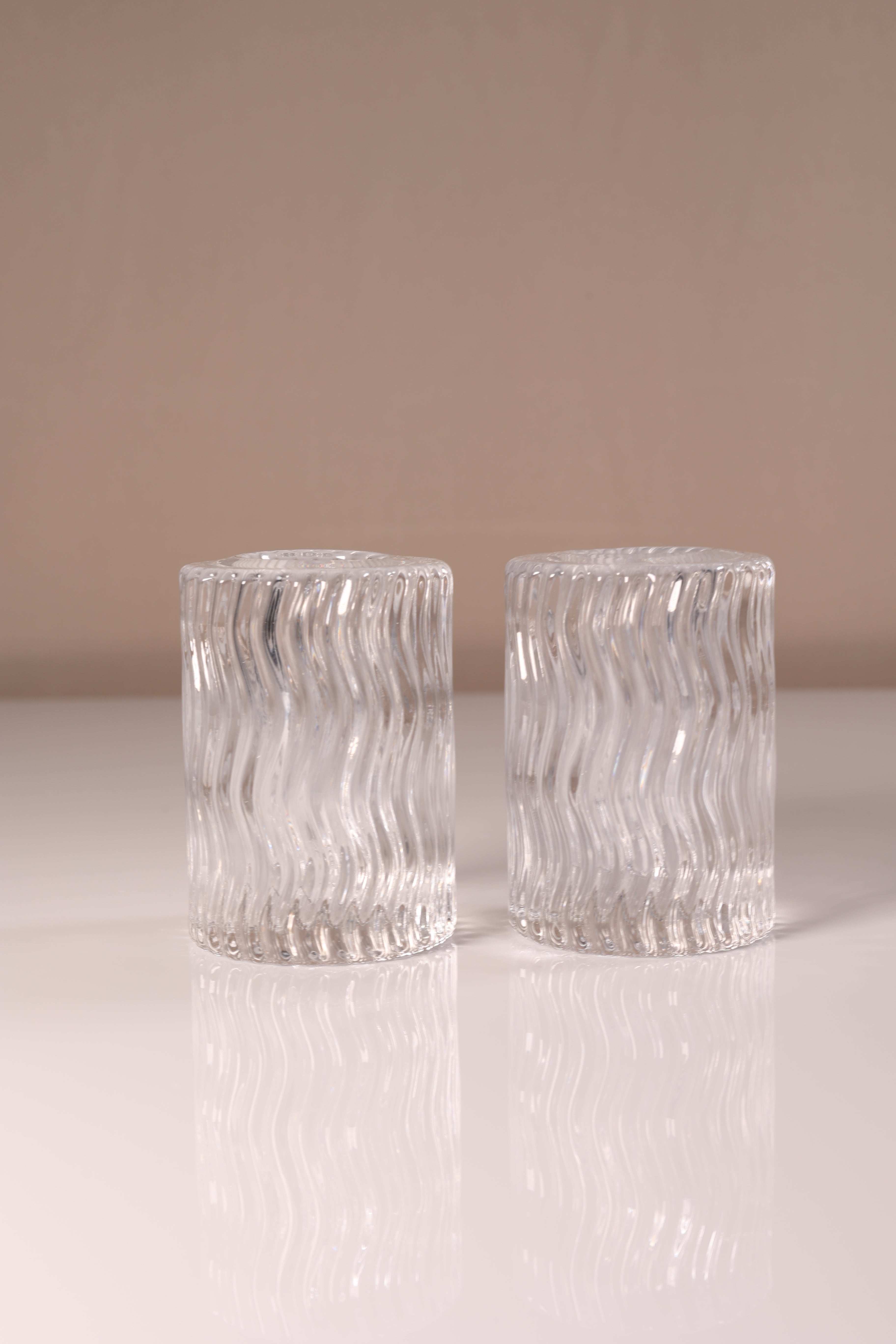 Wavy Crystal Votive Holder Clear