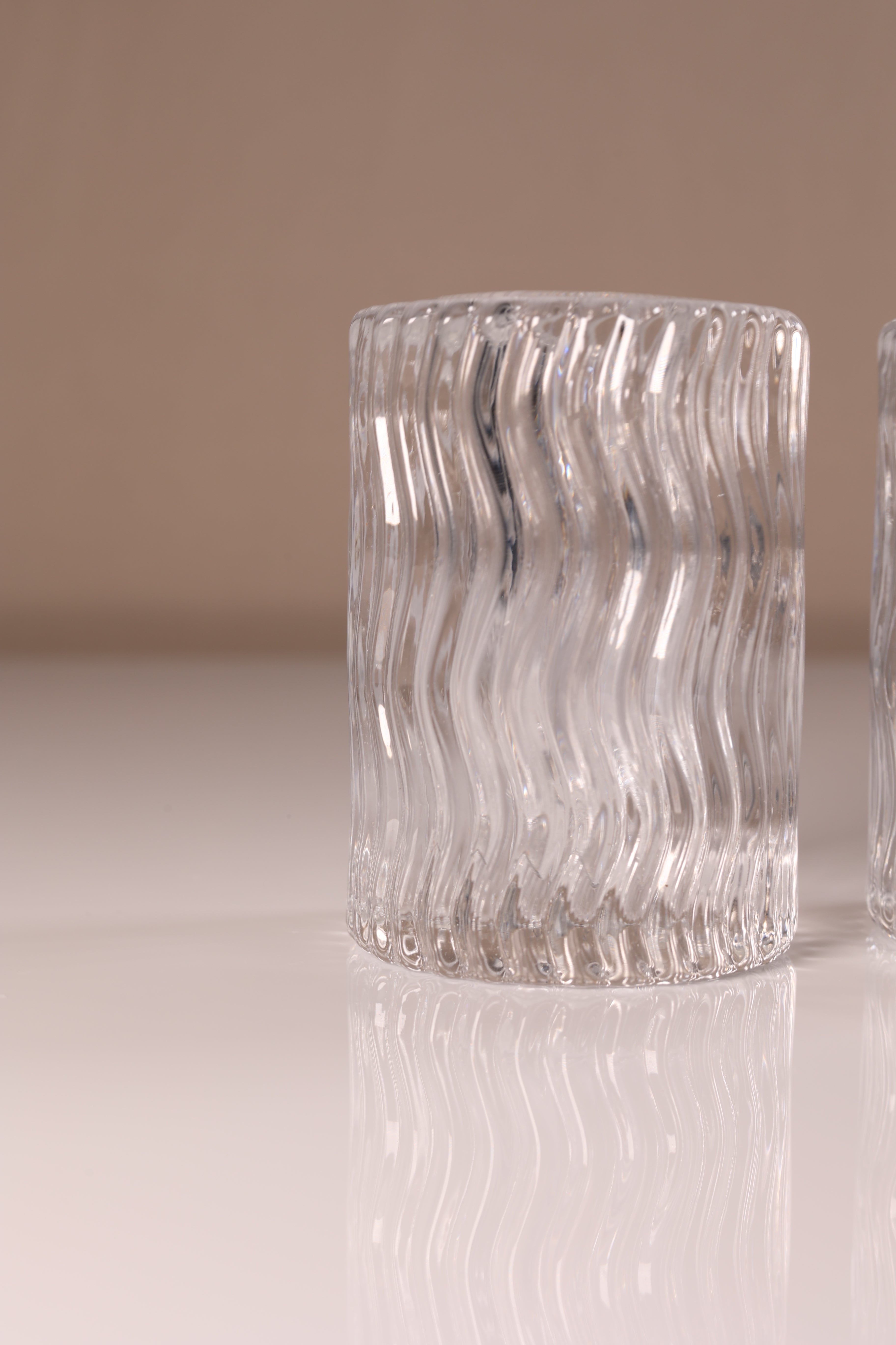 Wavy Crystal Votive Holder Clear