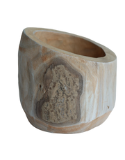 Wood Short Drum vase