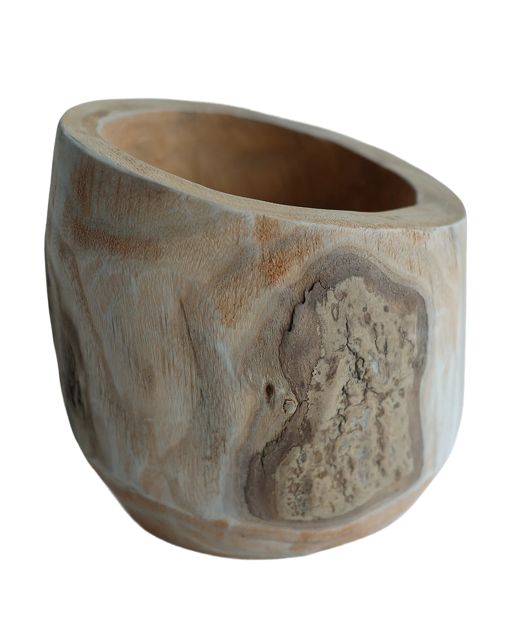 Wood Short Drum vase