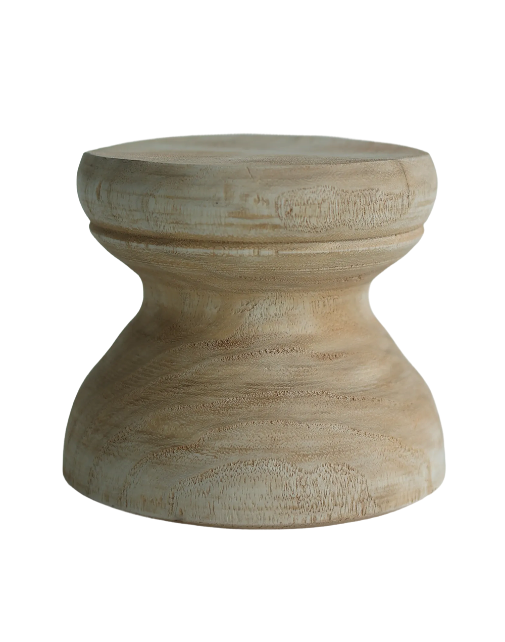 Wood Drum Candlestick Small