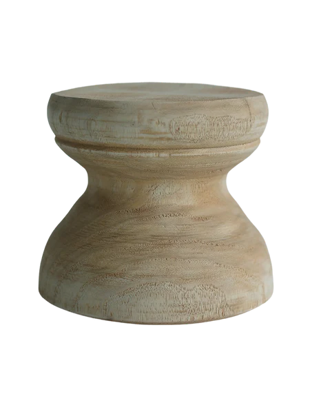 Wood Drum Candlestick Small