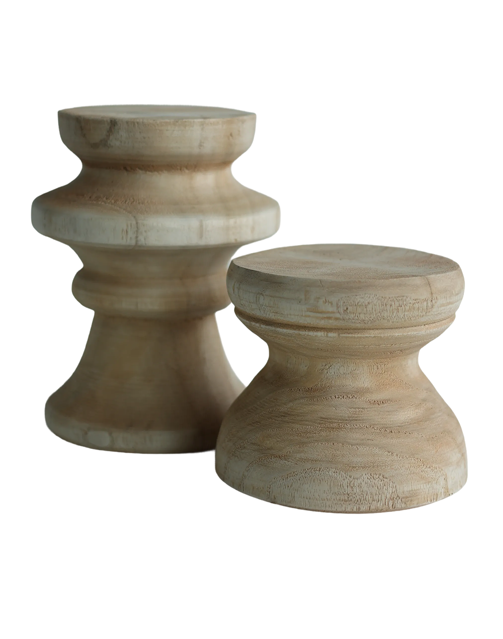Wood Drum Candlestick Medium