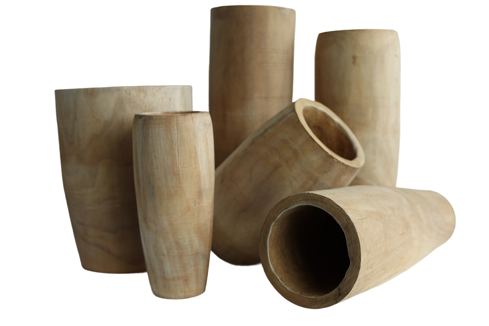 Wood Elongated Vase Large